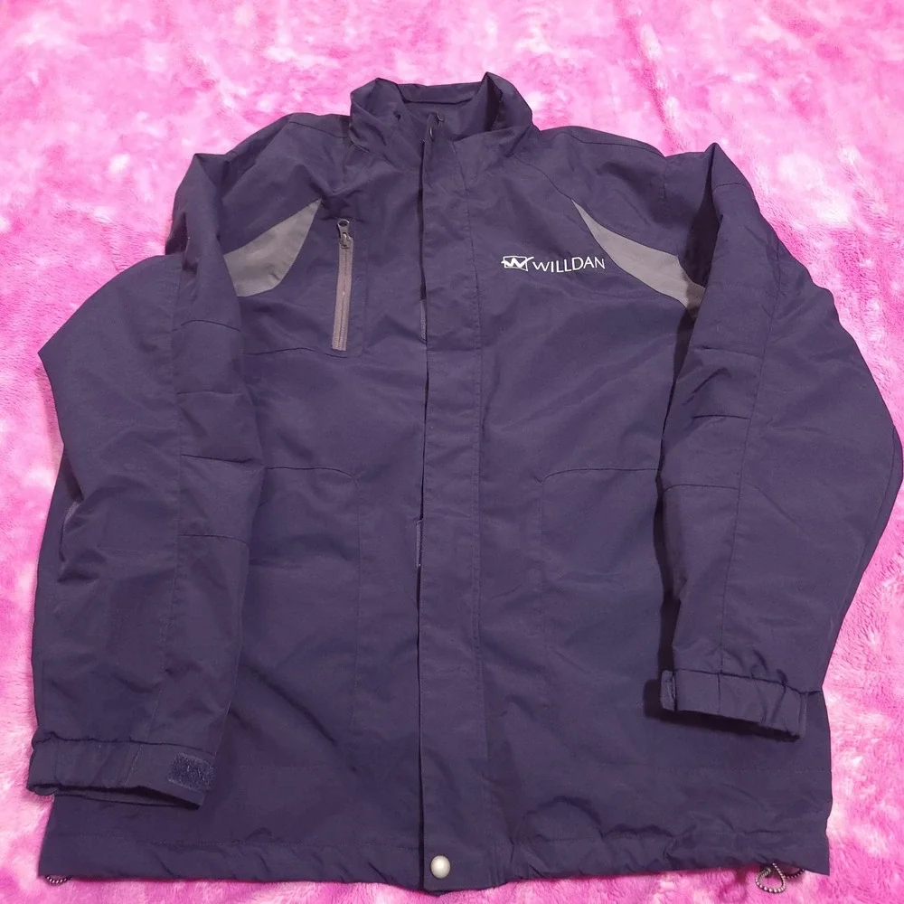 Port Authority Fleece Lined Windbreaker Jacket Men's‎ XL Willdan Logo Navy